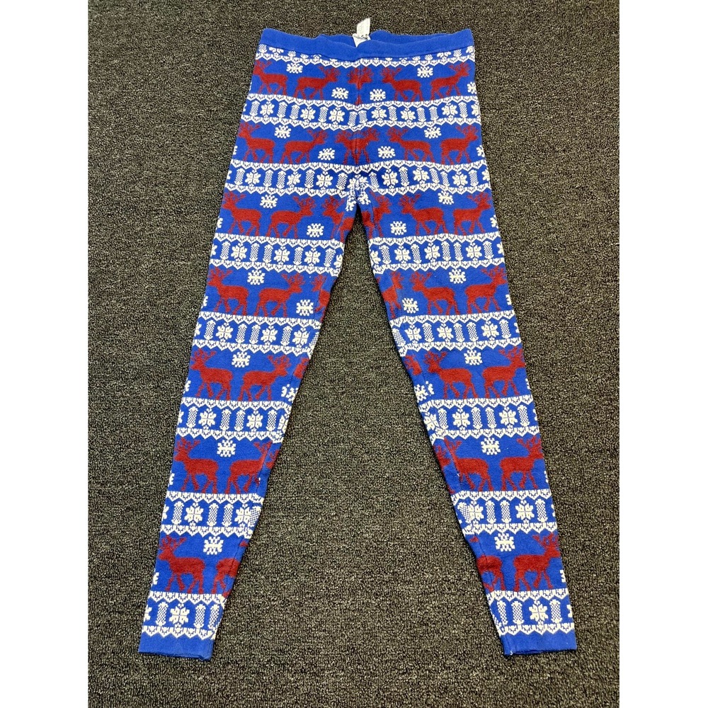 Forever 21 Leggings Womens Small Blue Knitted Ugly Christmas Mid Rise Skinny Leg
